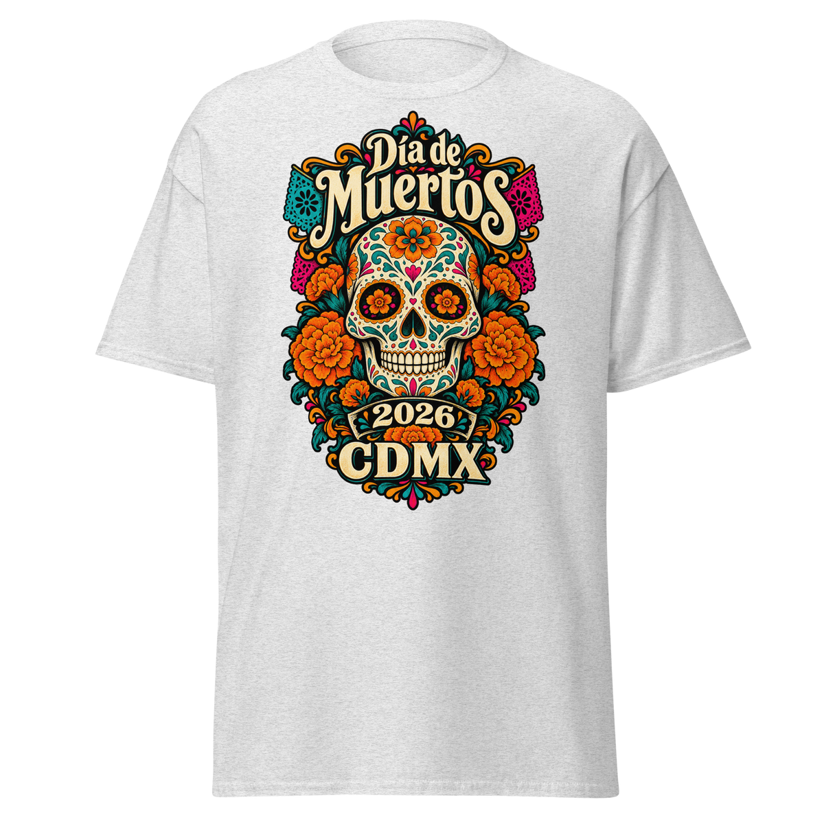 Día de Muertos CDMX 2026 Calavera y Cempasúchil T-Shirt | Unisex