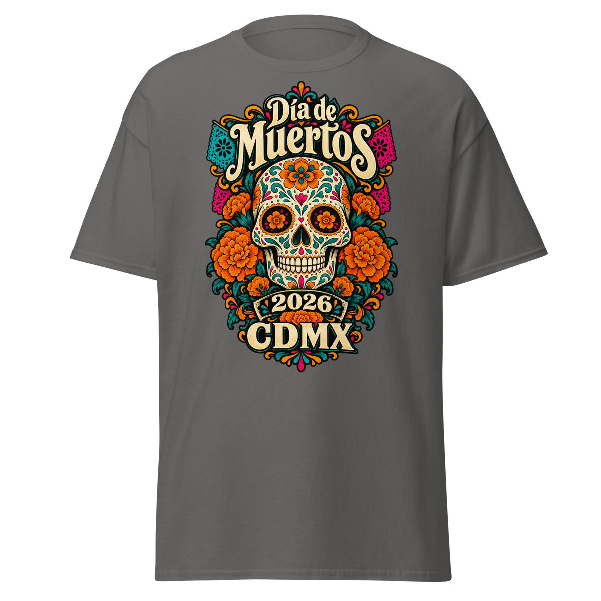 Día de Muertos CDMX 2026 Calavera y Cempasúchil T-Shirt | Unisex