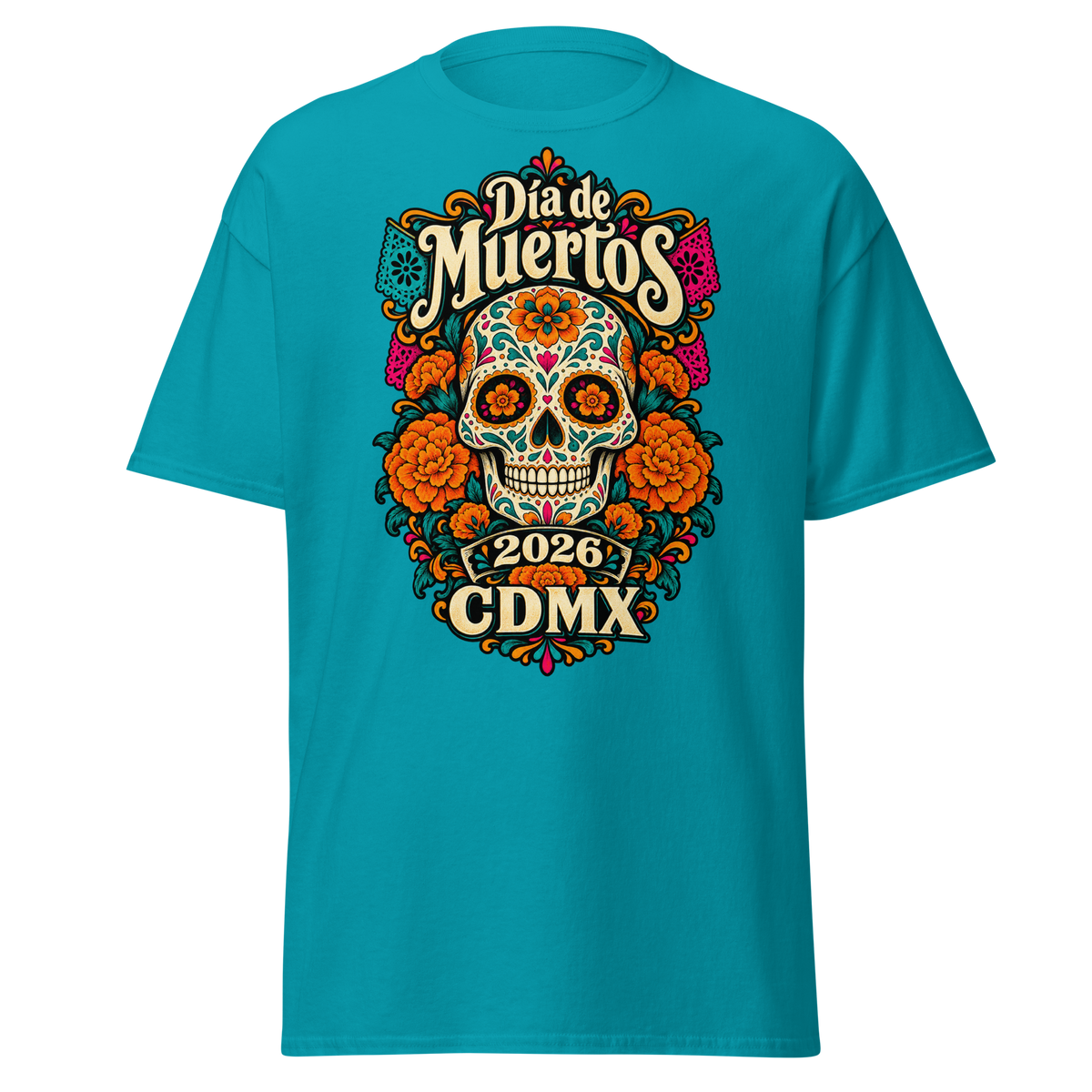 Día de Muertos CDMX 2026 Calavera y Cempasúchil T-Shirt | Unisex